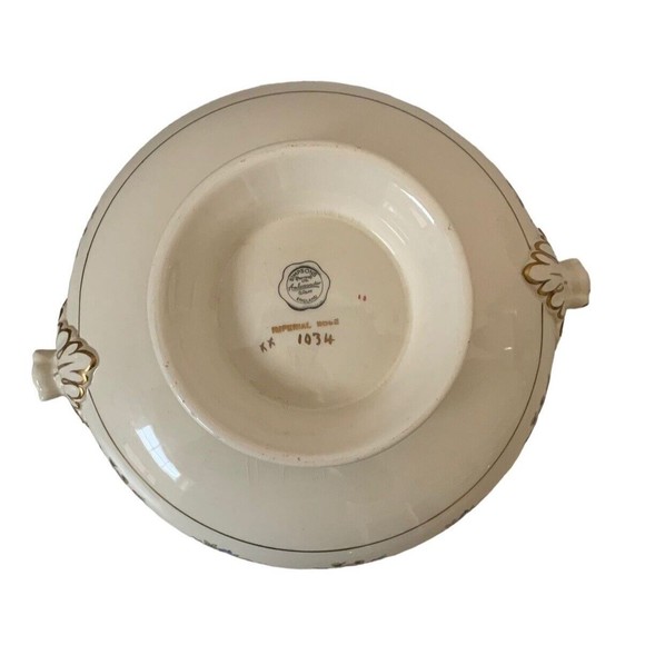 Simpsons England Ambassador Ware Imperial Rose Covered Serving Bowl-Hard To Find - Picture 5 of 6